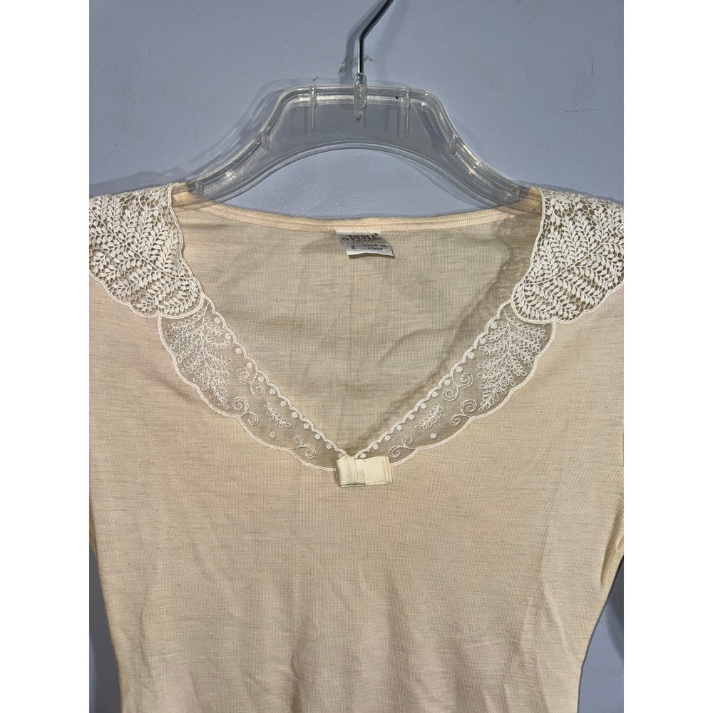 La Perla vintage tricot‎ Seta wool silk blend lace trim top - Picture 3 of 6
